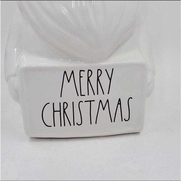 New Rae Dunn Gnome White Figural Holding A Merry Christmas Sign Decor Figure - Picture 5 of 5